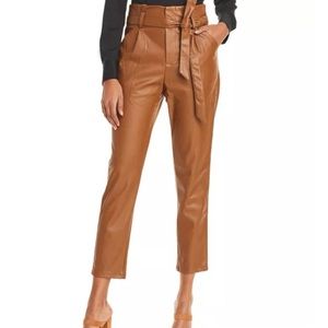 Lucy Paris Faux Leather Paperbag-Waist Pants | Size: S